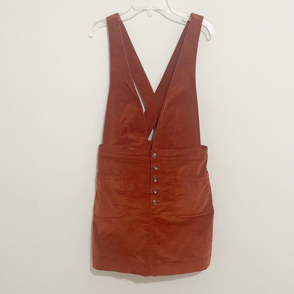 Free People Pants - Free People Size 4 Burnt Orange Corduroy Velvet Skirt Romper Dress Overall
